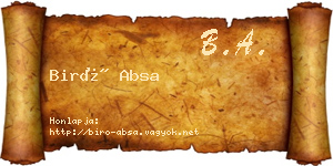 Biró Absa névjegykártya